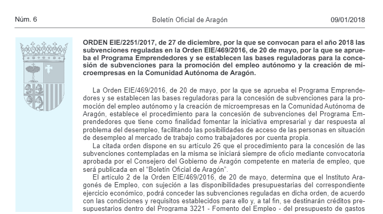 Subvenciones para la promoción del empleo autónomo y la creación de microempresas en Aragón